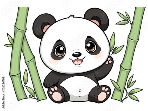 Adorable Baby Panda Amongst Bamboo photo