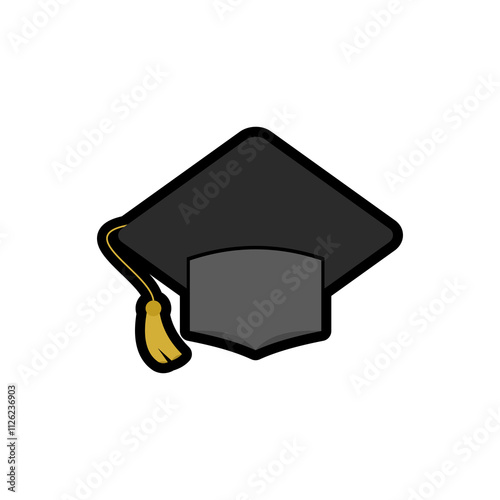 graduation cap flat icon vector illustration,  School Supplies and classroom themes