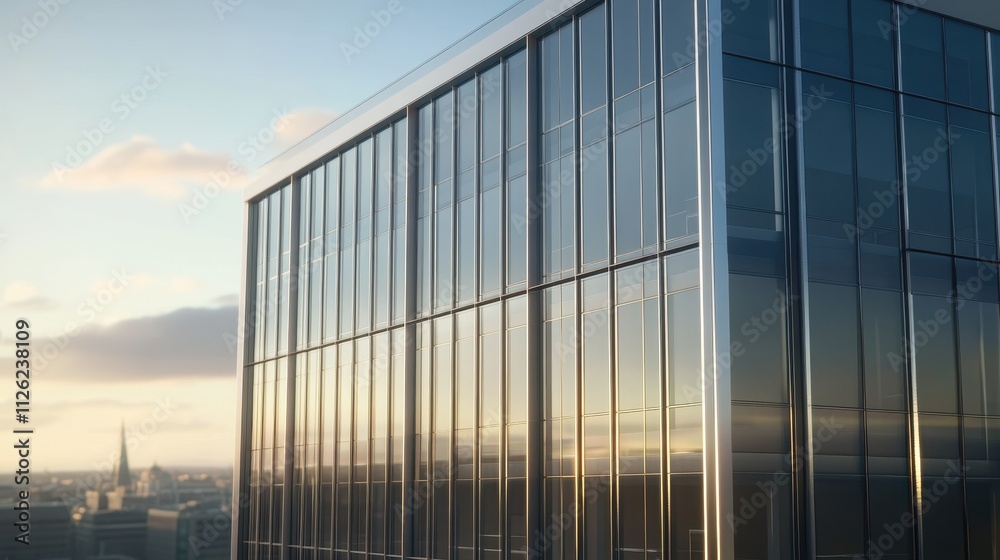 Stunning Sunset Reflected in Sleek Skyscraper Facade Stunning Sunset Reflected in Sleek Skyscraper Facade