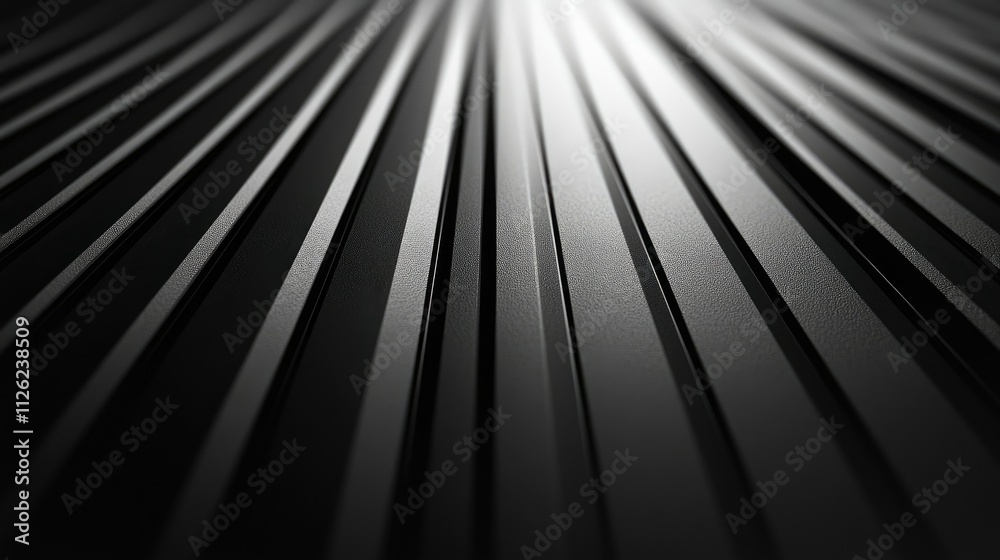 Dark corrugated metal sheets with a matte finish forming an industrial yet modern look Dark corrugated metal sheets with a matte finish forming an industrial yet modern look
