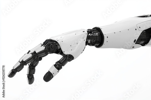 3D rendering robotic arm isolated on a white background photo