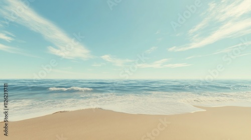 Serene Beach Scene With Calm Ocean and Sky