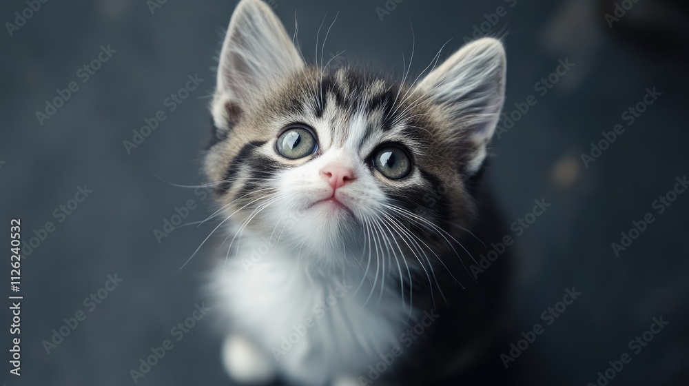 A Curious Kitten Gazing Upward A Curious Kitten Gazing Upward