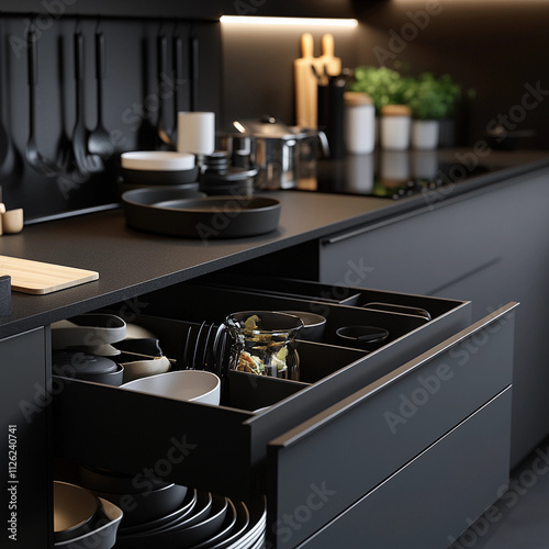 modern interior with kitchen