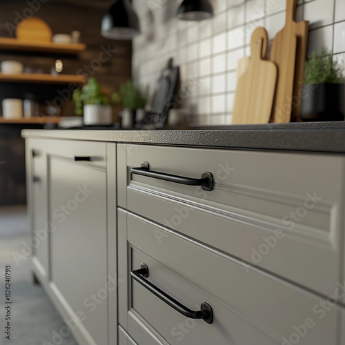 modern kitchen cabinet with drawers