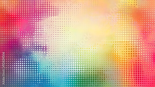 Abstract Colorful Polka Dot and Grid Pattern