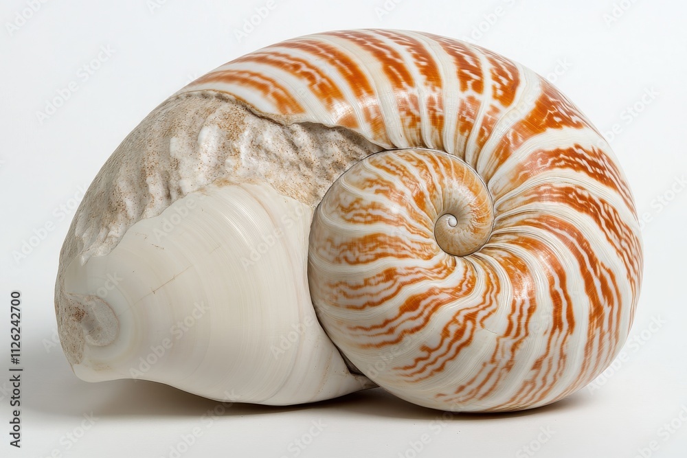 A detailed image of a nautilus shell with a smooth spiral structure A detailed image of a nautilus shell with a smooth spiral structure
