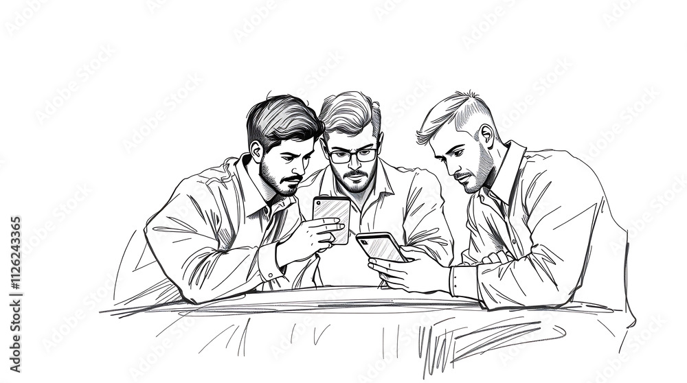 hand drawn illustration with team business concept hand drawn illustration with team business concept