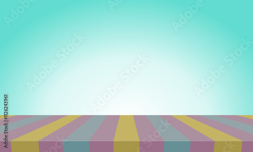 Blue background with wooden floor for product display or advertising display.