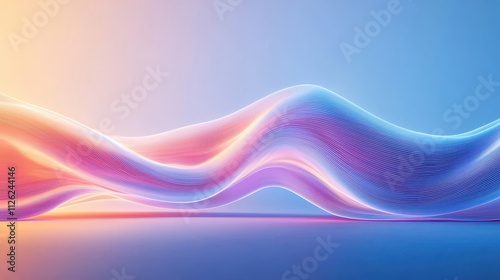 A colorful, abstract wave design with smooth curves and a gradient background, evoking a sense of motion and fluidity.