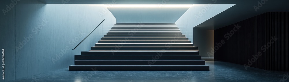 Fototapeta premium Minimalist Staircase in Serene Monochrome Setting