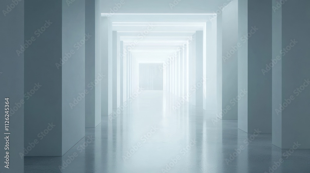 Obraz premium Modern Minimalist White Corridor Interior Design
