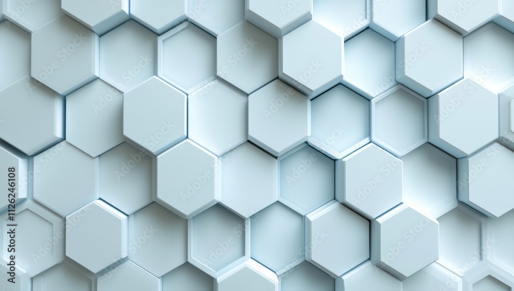 Abstract white background with a hexagonal pattern, light and shadow effects Abstract white background with a hexagonal pattern, light and shadow effects