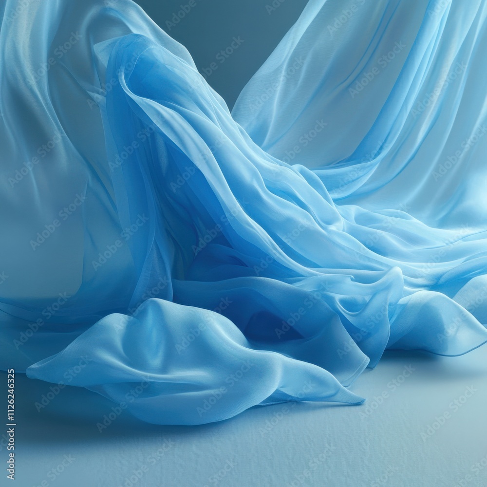 Obraz premium flowing blue fabric draped elegantly
