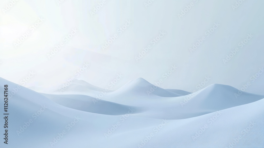 Fototapeta premium Serene Minimalist Landscape of Rolling Light Blue Hills