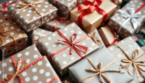 A Collection Of Beautifully Wrapped Christmas Presents
