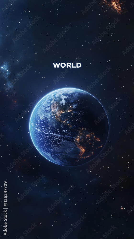 Obraz premium Earth in Space: A vibrant depiction of Earth hanging amidst a starry expanse, a profound reminder of our planet's fragility and importance.