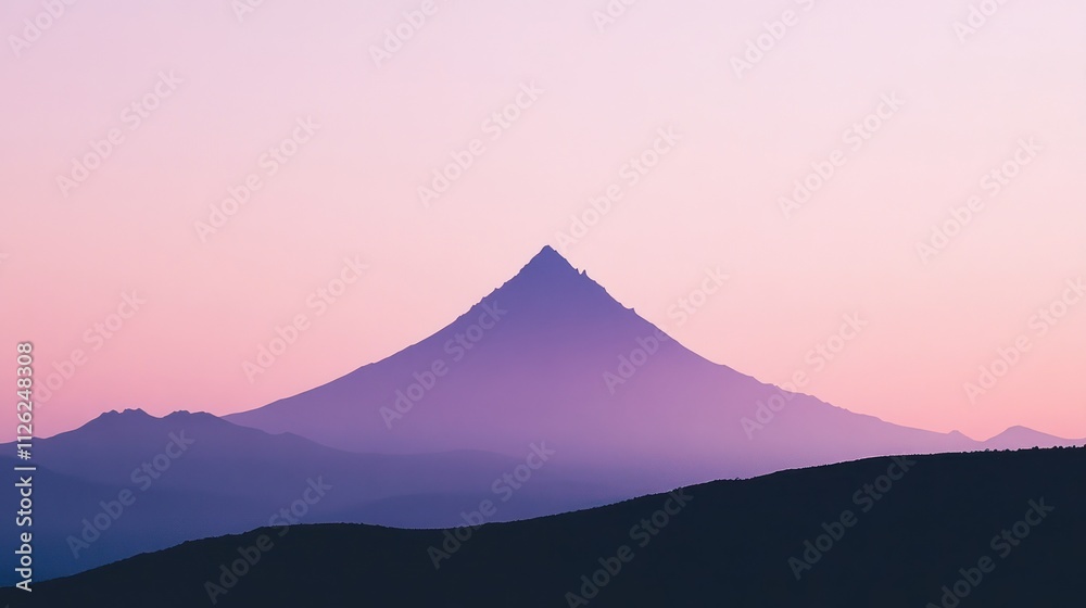 Silhouetted Mountain Range at Sunset Peaceful Landscape Silhouetted Mountain Range at Sunset Peaceful Landscape