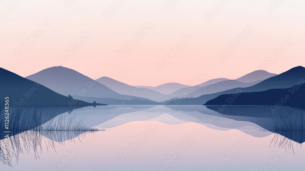Serene Mountain Lake at Peaceful Dawn Serene Mountain Lake at Peaceful Dawn
