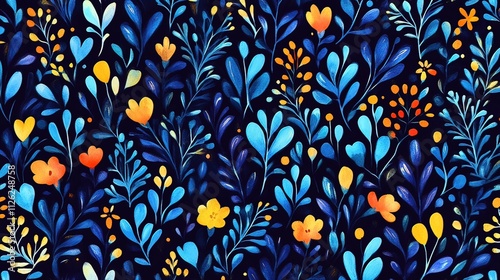 Blue and Yellow Floral Pattern