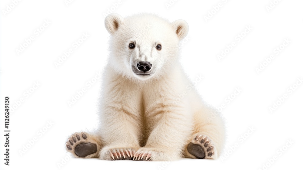 Adorable Polar Bear Cub Sitting on a White Background Adorable Polar Bear Cub Sitting on a White Background