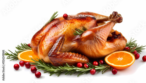 Roasted Turkey with Cranberries Rosemary and Oranges Thanksgiving Dinner