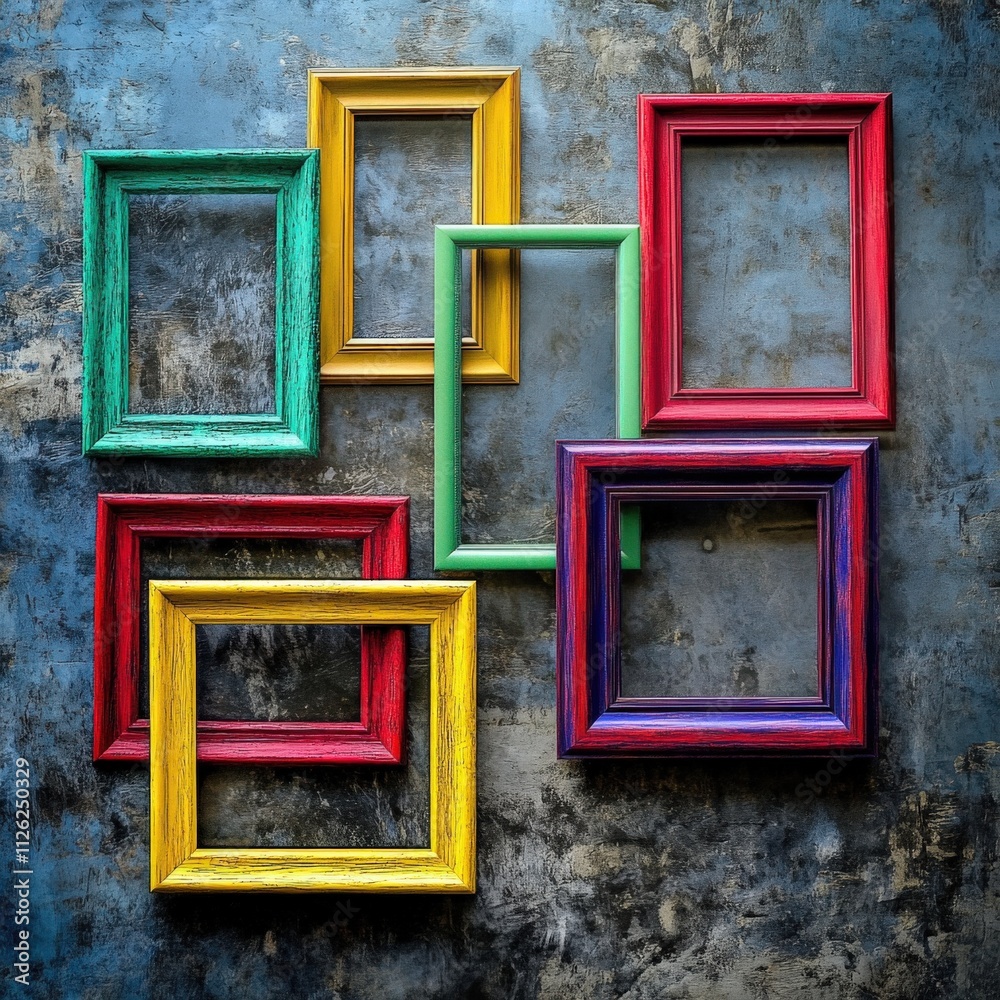 colorful empty frames on a textured background colorful empty frames on a textured background