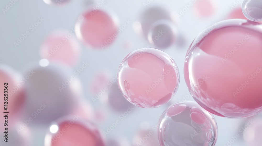 Abstract Pink and White Spheres Floating in Space Abstract Pink and White Spheres Floating in Space
