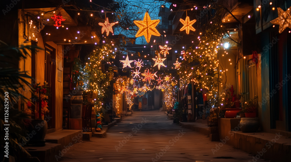 Fototapeta premium indian street in the christmas eve