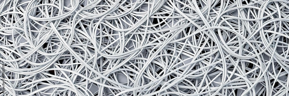 A tapestry of interlocking, metallic strands in shades of silver and gray, silvery tinsel, abstract background, metallic texture A tapestry of interlocking, metallic strands in shades of silver and gray, silvery tinsel, abstract background, metallic texture