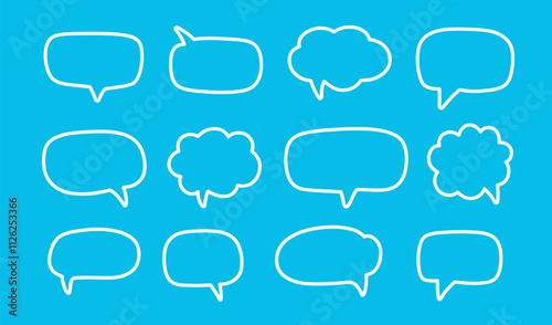 Chat Speech Bubble Message Text Cloud Shapes Set