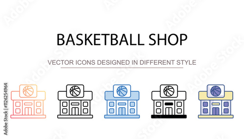 Basketball shop icon design with white background stock illustration