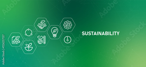 Sustainability green gradient concept web header illustration icon for company responsible environmental practice photo