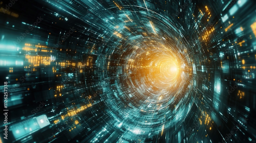 Fototapeta premium Futuristic High-Tech Abstract Background with Dynamic Light Effects