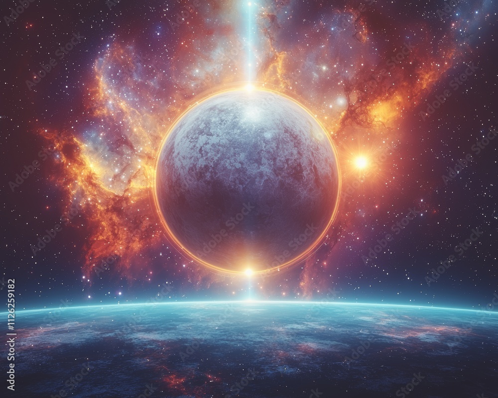 Fototapeta premium Visualization of Planet Orbits Cosmic Action and Celestial Wonders in Digital Art