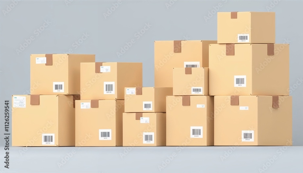 Delivery boxes stacked in an organized manner for logistics and transportation concept Delivery boxes stacked in an organized manner for logistics and transportation concept