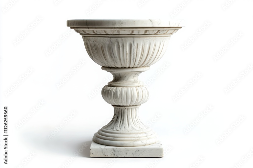 Fluted White Marble Pedestal with Smooth Polished Finish and Elegant Design