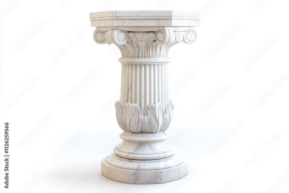 Fluted White Marble Pedestal with Smooth Polished Finish and Elegant Design Fluted White Marble Pedestal with Smooth Polished Finish and Elegant Design