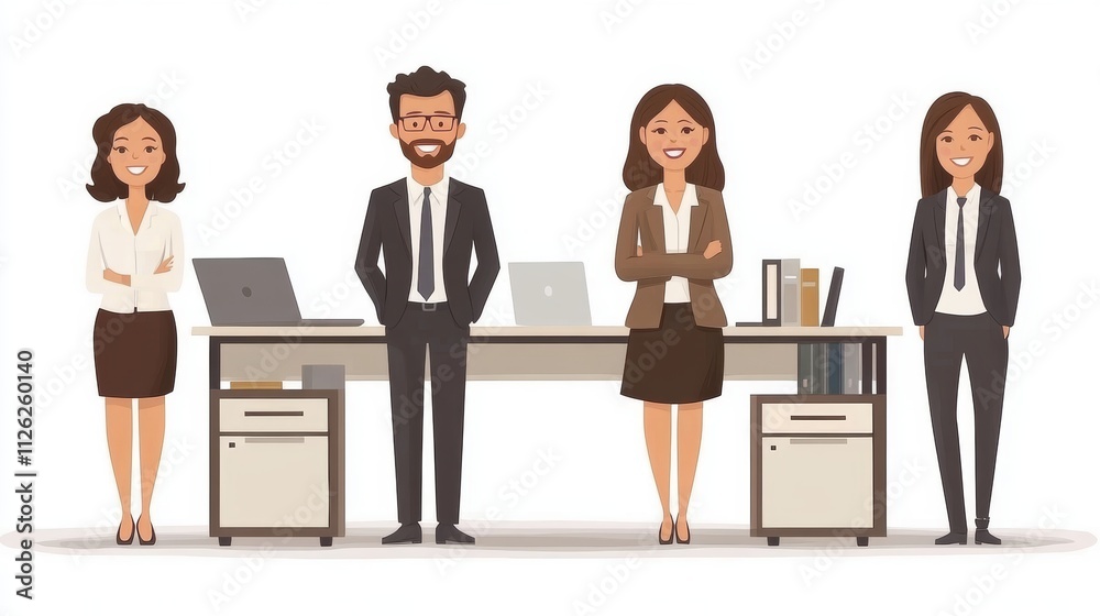 Fototapeta premium Professional Office Staff Vector Illustration on White Background