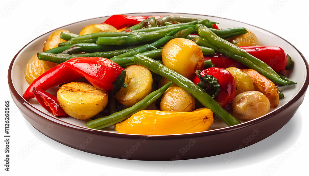 Roasted Vegetables  Potatoes  Green Beans  Peppers  Healthy Side Dish  Colorful Food Photo