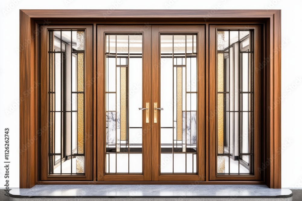 Open home door elements for open and close isolated on white background Open home door elements for open and close isolated on white background