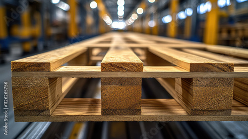 close up of freshly assembled euro pallet in factory
