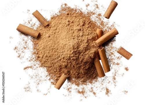 Ground cinnamon and cinnamon sticks