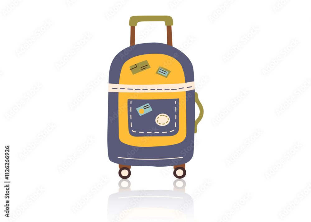 Travel violet suitcase isolated on white. Concept of travel, vacation, business trip. Vector hand drawn illustration in flat style. Travel violet suitcase isolated on white. Concept of travel, vacation, business trip. Vector hand drawn illustration in flat style.