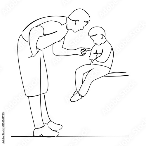 One continuous single drawing line art flat doodle child, parent, father, family, son, anger, relationship, punishment, argument, discipline. Isolated image hand draw contour on a white background
