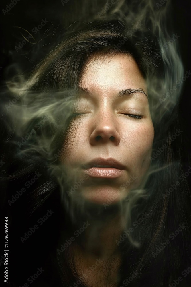 A woman experiencing deep spiritual dissociation A woman experiencing deep spiritual dissociation