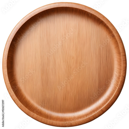  Wooden Plate Isolated on Transparent Background