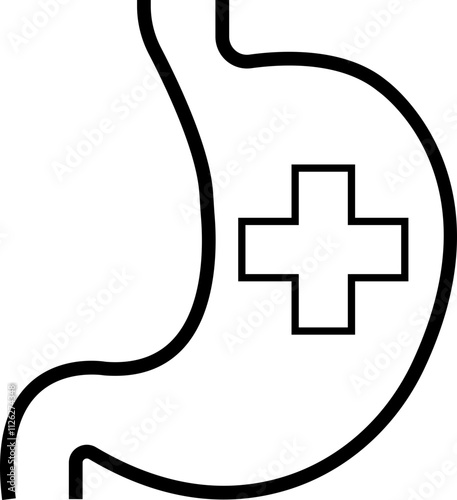 Heartburn black glyph icon. Stomach ache. Food poisoning. Gastrointestinal problem. Inflammation in organ. Silhouette symbol space. Gastritis and acid reflux, indigestion and stomach pain problems.