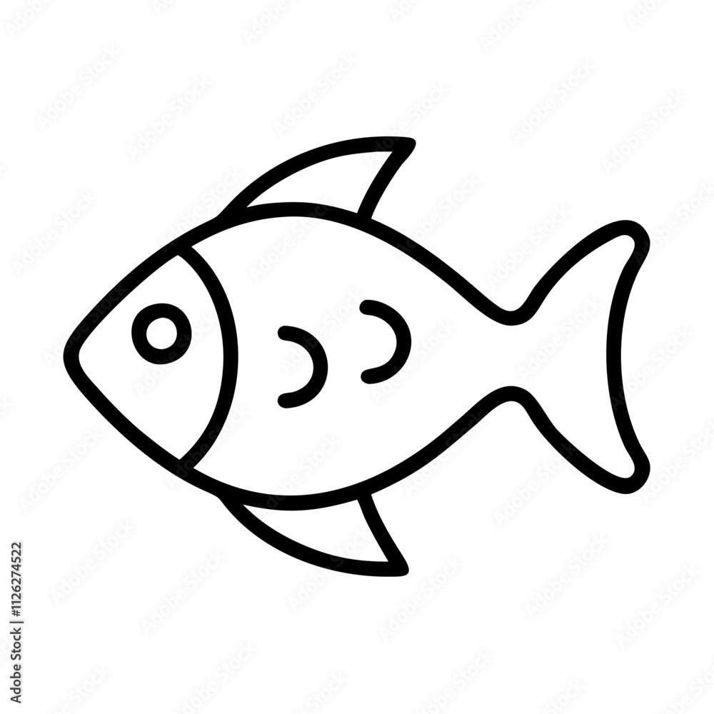 Obraz premium fish icon, food vector icon, beverage vector illustration - black outline icon of fish symbolizing food, beverage, and tasty food in simple design.