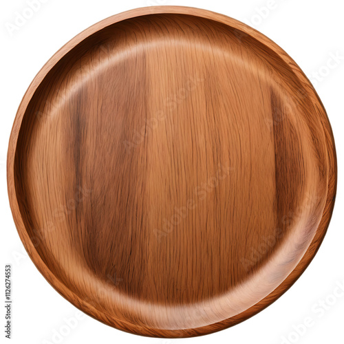  Wooden Plate Isolated on Transparent Background